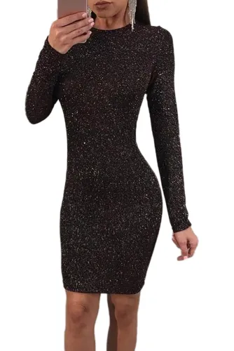 Crisscross Hollow-out Back Metallic Dress