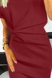 Red V Neck Cutout Inverted Pleat Bodycon Dress