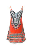 Orange Boho Aztec Print Sleeveless Sundress