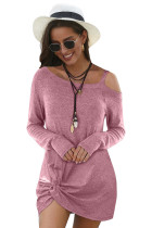 Cold Shoulder Twist Knit Mini Dress