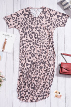 Casual Leopard Maxi Dress with Slits