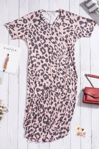 Casual Leopard Maxi Dress with Slits