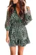 Green Backless Leopard Printed Mini Dress