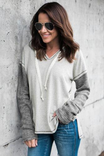0库存未设置缺货Gray Clear As Day Contrast Knit Top 21