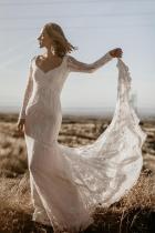 White Open Back Lace Wedding Dress