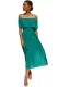 Green Off-the-shoulder Pleated Tunic Chiffon Long Dress