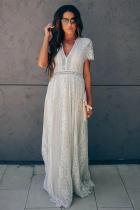 Gray Fill Your Heart Lace Maxi Dress