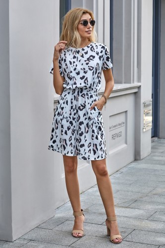 White Cheetah Tunic Dress