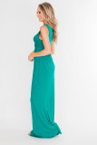 Green Cross Ruched Sleeveless Maxi Dress