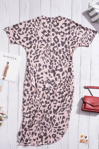 Casual Leopard Maxi Dress with Slits