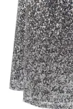 Blue Gradient One Shoulder Sequin Party Evening Dress