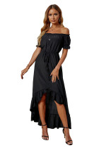 Black Glaze High Low Off The Shoulder Maxi Dress