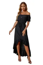 Black Glaze High Low Off The Shoulder Maxi Dress