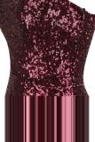 Red Gradient One Shoulder Sequin Party Evening Dress