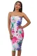 Tropical Print Tube Bodycon Dress