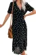 Black Polka Dot Buttoned Aside Midi Dress