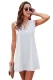 White Eyelash V Neck Sleeveless Shift Mini Dress