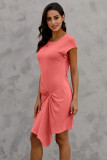Orange Low Key Linen Twist T-Shirt Dress