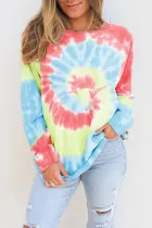 Sky Blue Ombre Tie Dye Loose Leisure Sweatshirt