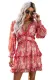 Red Ruffle Detailing Open Back Floral Dress
