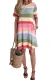 Purple Striped Color Block Casual T-Shirt Dress