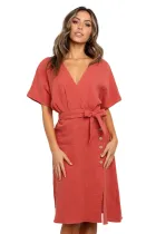 Orange Casual Kimono Style Midi Dress