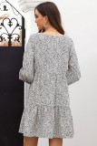 White Leopard Ruffle V-Neck Flowy Loose Tunic Dress