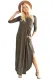 Gray Pocketed Cotton Dress with Slit
