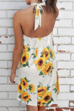 Sunflower Halter Casual Mini Dress