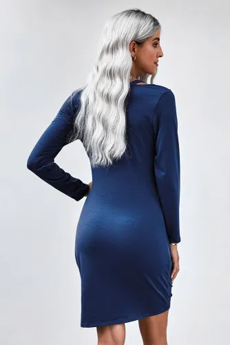 Blue Jersey Twist T-shirt Dress