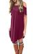 Red Lace Hollow-out Cold Shoulder Casual Dress