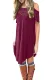 Red Lace Hollow-out Cold Shoulder Casual Dress