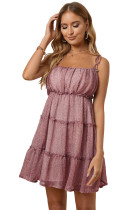 Pink A-line Layered Ruffled Floral Dress