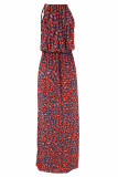 Red Floral Pattern Maxi Dress
