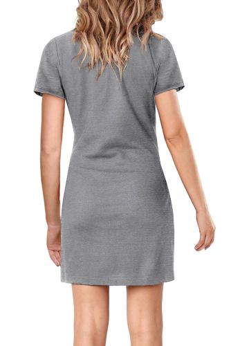 Gray Bodycon Short Sleeve Tie Waist T-shirt Mini Dress