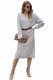 Gray Ribbed Midi Sweater Dress