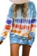 Blue Tie Dye Long Sleeve Sweatshirt Dress
