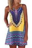 Yellow Boho Aztec Print Sleeveless Sundress