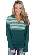 Green Kangaroo Pocket Zip Collar Sweatshirt
