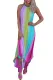 Multicolor Tie Dye Halter Neck Sleeveless Maxi Dress