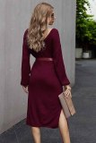 Red Ribbed Midi Sweater Dress