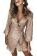 Apricot Sequin Wrap Dress with Sash