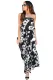 Black Strapless Floral Dress