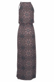 Brown Paisley Pattern Maxi Dress