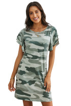 Green Pile Of Sleeves Camouflage Dress
