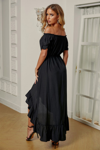 Black Glaze High Low Off The Shoulder Maxi Dress