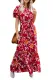 Burgundy Floral Button Maxi Dress