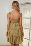 Yellow A-line Layered Ruffled Floral Dress