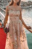 Apricot Fairy Sequins Perspective Tulle Dress
