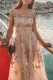Apricot Fairy Sequins Perspective Tulle Dress